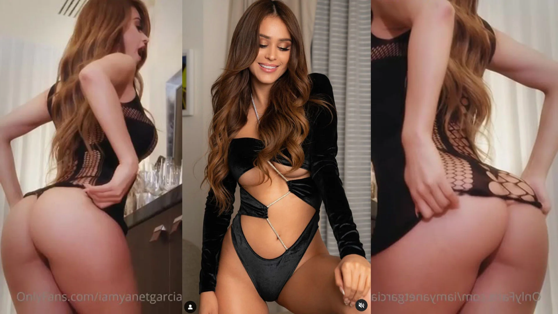 Yanet Garcia Black Lingerie show Erotic body